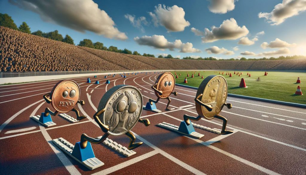 Trois pièces sur une piste de course