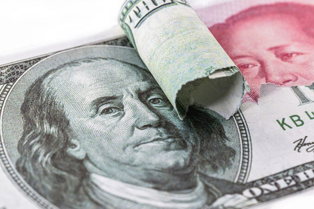 billet d'un dollar américain yuan chinois brics