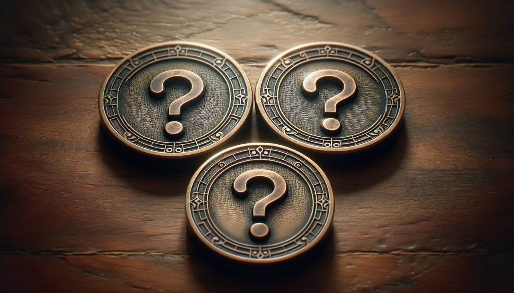 Trois pièces avec un point d'interrogation